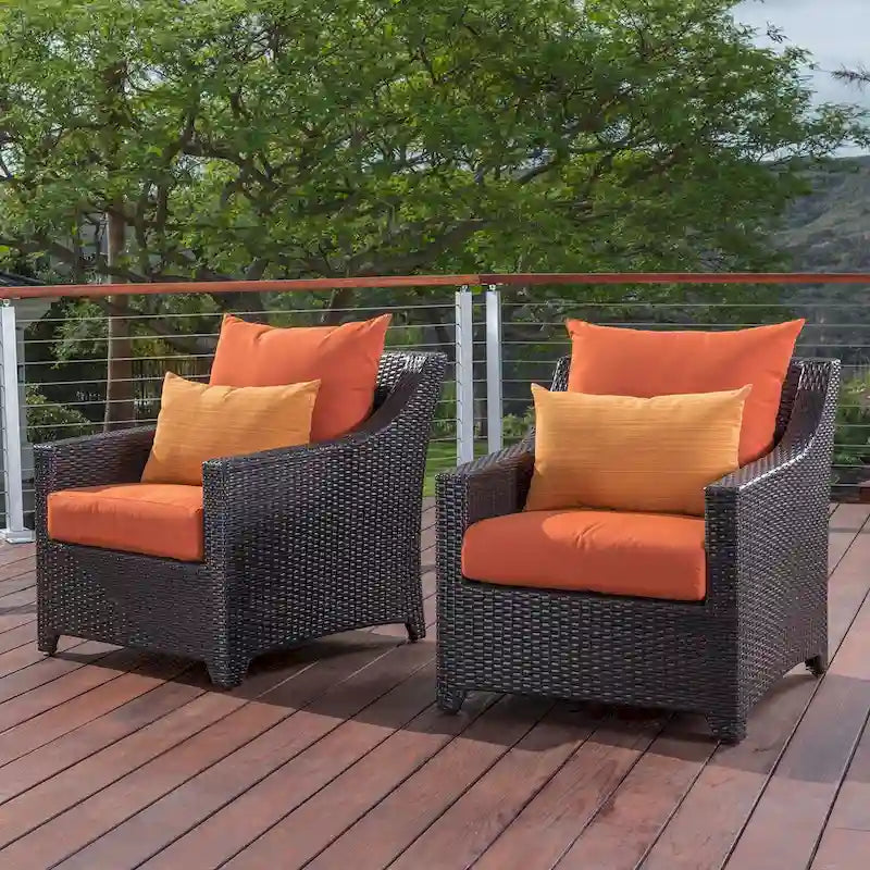 Deco 2 Piece Sunbrella Outdoor Patio Club Chairs - 30W x 33D x 32H
