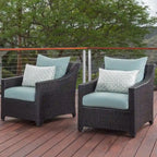 Deco 2 Piece Sunbrella Outdoor Patio Club Chairs - 30W x 33D x 32H