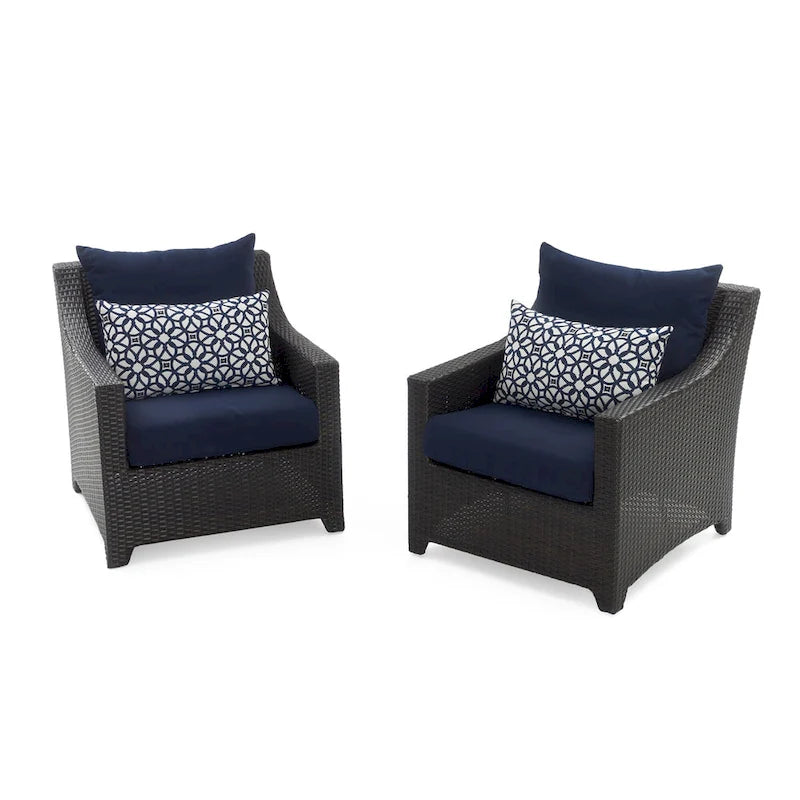 Deco 2 Piece Sunbrella Outdoor Patio Club Chairs - 30W x 33D x 32H