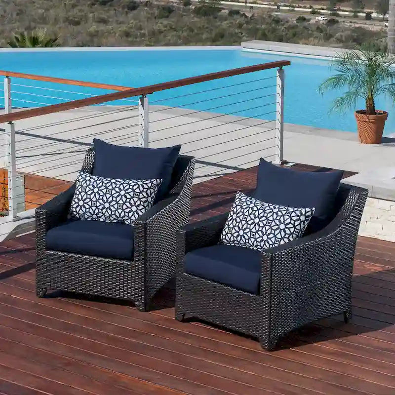 Deco 2 Piece Sunbrella Outdoor Patio Club Chairs - 30W x 33D x 32H