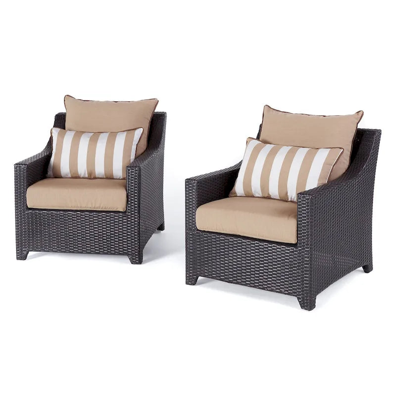 Deco 2 Piece Sunbrella Outdoor Patio Club Chairs - 30W x 33D x 32H