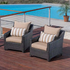 Deco 2 Piece Sunbrella Outdoor Patio Club Chairs - 30W x 33D x 32H