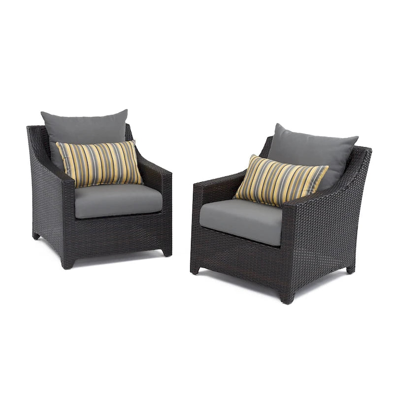 Deco 2 Piece Sunbrella Outdoor Patio Club Chairs - 30W x 33D x 32H