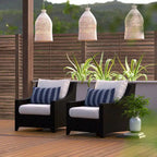 Deco 2 Piece Sunbrella Outdoor Patio Club Chairs - 30W x 33D x 32H
