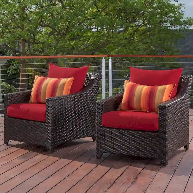 Deco 2 Piece Sunbrella Outdoor Patio Club Chairs - 30W x 33D x 32H