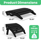 HDPE Folding Adirondack Ottoman, No-Assembly Outdoor Footrest,Fade Resistant Patio Footstool for Adirondack chair