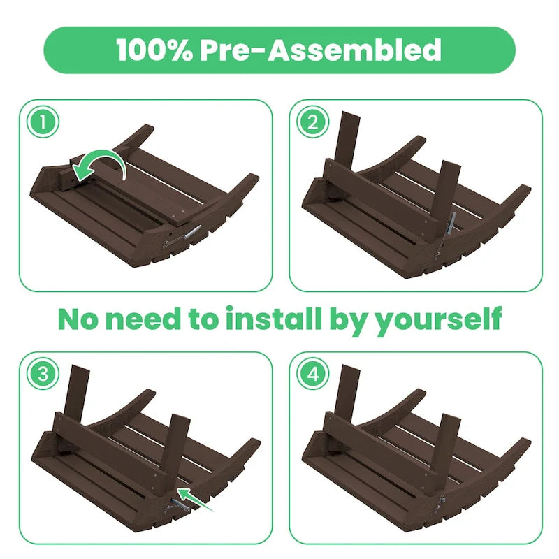 HDPE Folding Adirondack Ottoman, No-Assembly Outdoor Footrest,Fade Resistant Patio Footstool for Adirondack chair