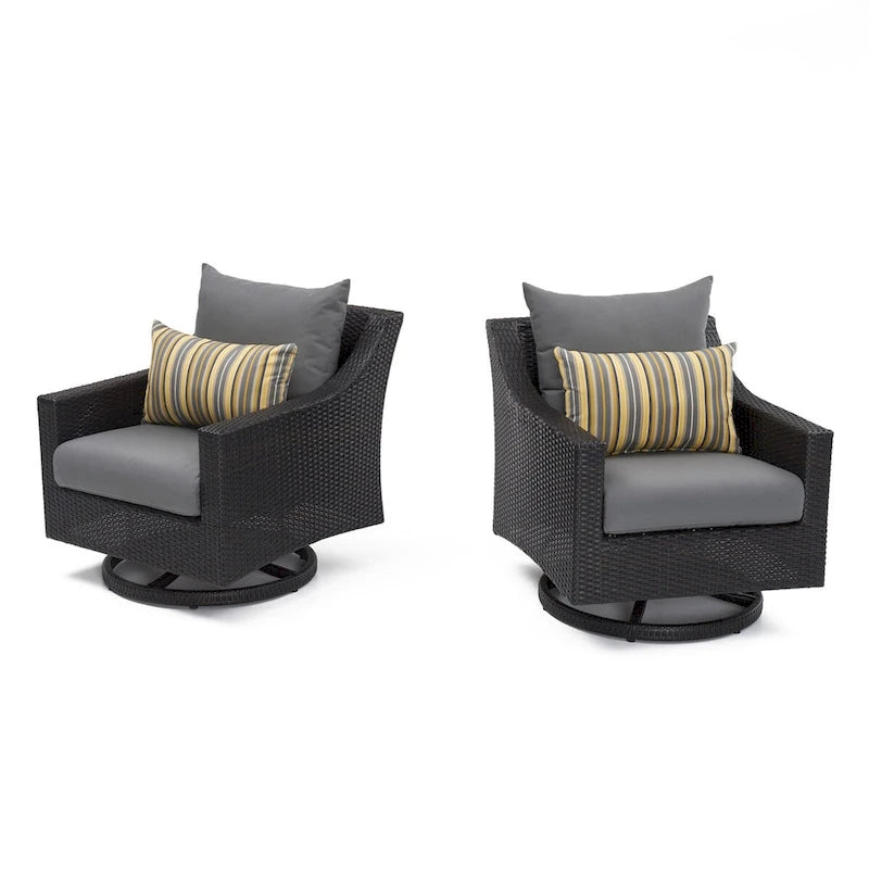 Deco 5 Piece Sunbrella Outdoor Patio Motion Fire Chat Set
