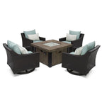 Deco 5 Piece Sunbrella Outdoor Patio Motion Fire Chat Set