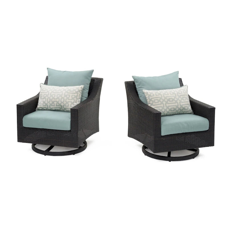 Deco 5 Piece Sunbrella Outdoor Patio Motion Fire Chat Set