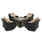 Deco 5 Piece Sunbrella Outdoor Patio Motion Fire Chat Set