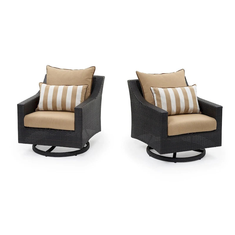 Deco 5 Piece Sunbrella Outdoor Patio Motion Fire Chat Set