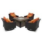 Deco 5 Piece Sunbrella Outdoor Patio Motion Fire Chat Set