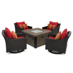 Deco 5 Piece Sunbrella Outdoor Patio Motion Fire Chat Set
