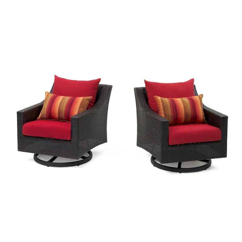 Deco 5 Piece Sunbrella Outdoor Patio Motion Fire Chat Set