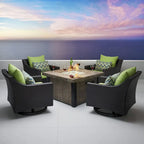 Deco 5 Piece Sunbrella Outdoor Patio Motion Fire Chat Set