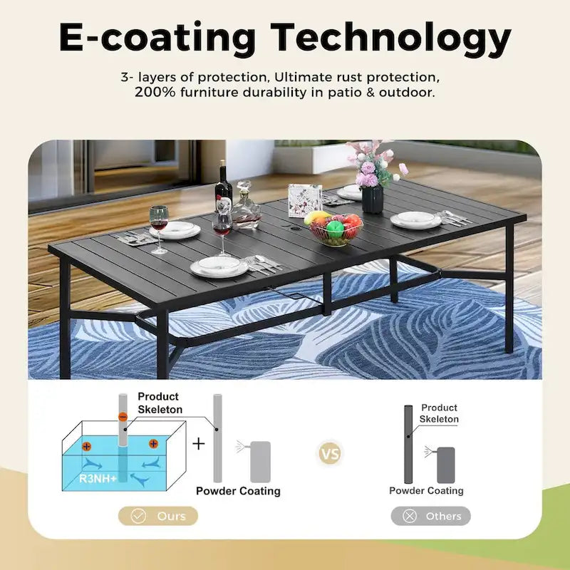 MAISON ARTS 9 Piece Patio Dining Set with 8 Stackable Textilene Chairs and 1 Metal Table