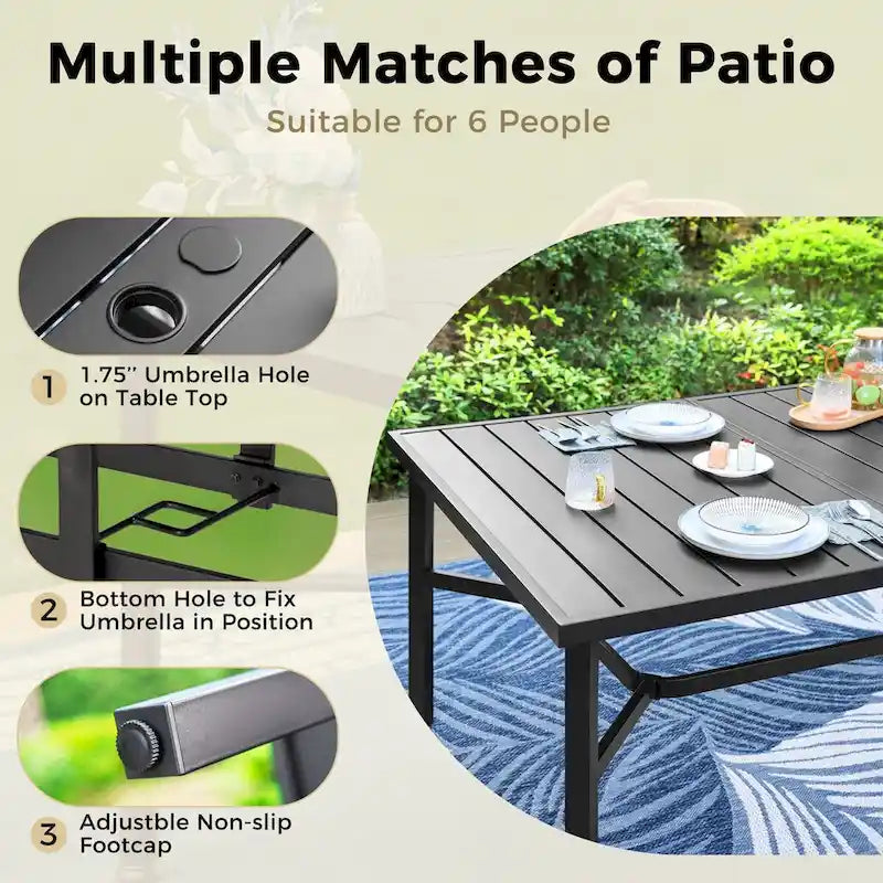 MAISON ARTS 9 Piece Patio Dining Set with 8 Stackable Textilene Chairs and 1 Metal Table