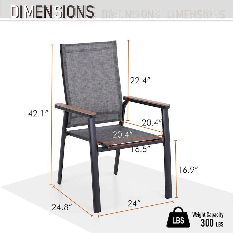 MAISON ARTS 9 Piece Patio Dining Set with 8 Stackable Textilene Chairs and 1 Metal Table