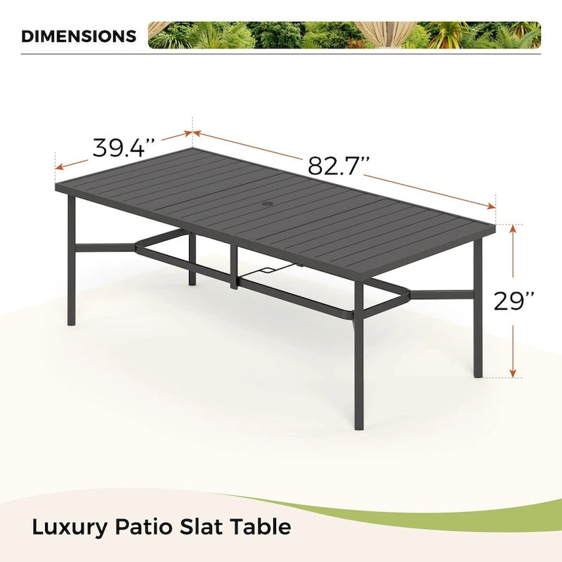 MAISON ARTS 9 Piece Patio Dining Set with 8 Stackable Textilene Chairs and 1 Metal Table