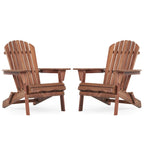 Set of 2 Wooden Outdoor Folding Adirondack Chair