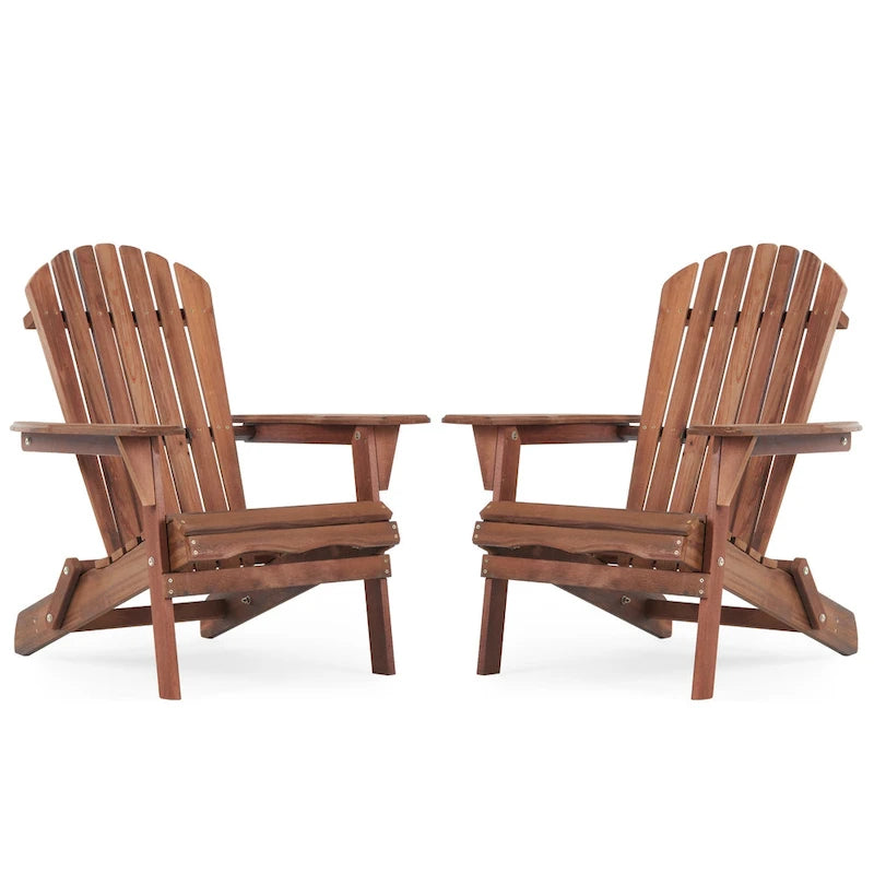 Set of 2 Wooden Outdoor Folding Adirondack Chair