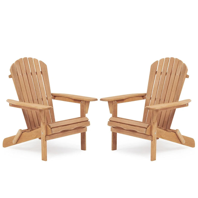 Set of 2 Wooden Outdoor Folding Adirondack Chair