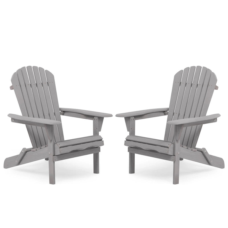 Set of 2 Wooden Outdoor Folding Adirondack Chair