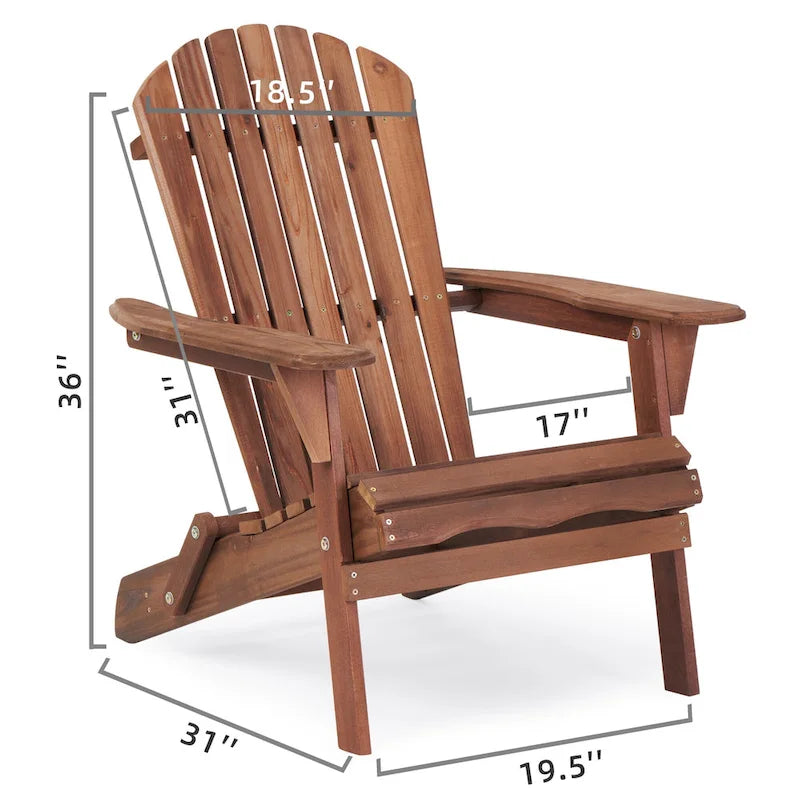 Set of 2 Wooden Outdoor Folding Adirondack Chair
