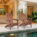 Set of 2 Wooden Outdoor Folding Adirondack Chair