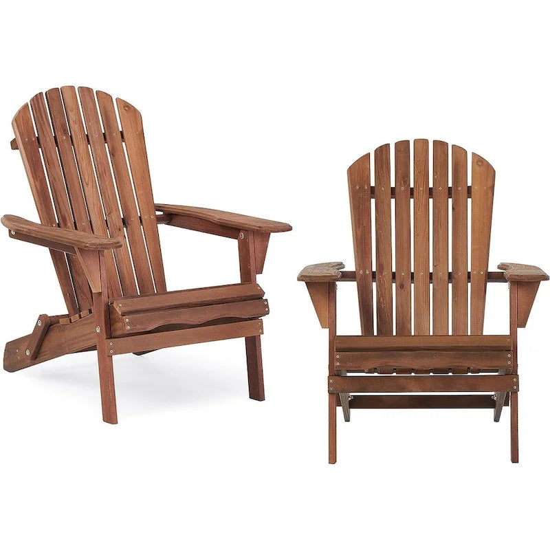 Set of 2 Wooden Outdoor Folding Adirondack Chair