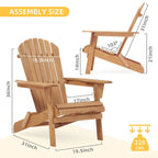 Set of 2 Wooden Outdoor Folding Adirondack Chair