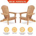 Set of 2 Wooden Outdoor Folding Adirondack Chair