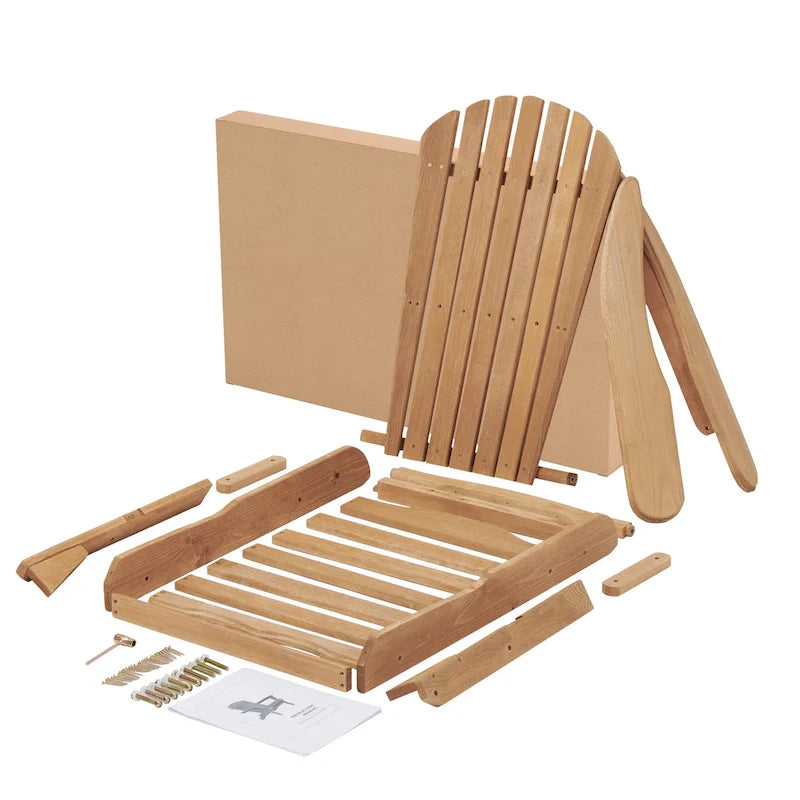 Set of 2 Wooden Outdoor Folding Adirondack Chair