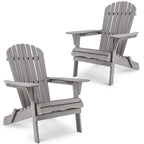 Set of 2 Wooden Outdoor Folding Adirondack Chair