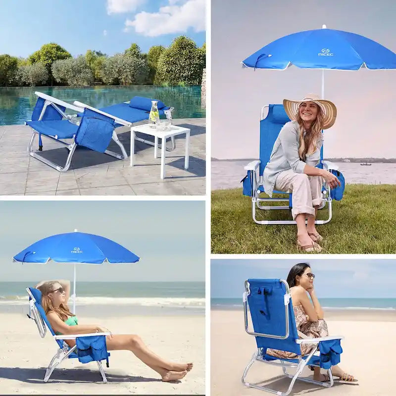 Backpack Beach Chair with Cooler and Umbrella, Cup Holder Outdoor, Ideal for Camping, BBQs, Travel, and Picnics