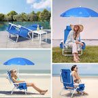 Backpack Beach Chair with Cooler and Umbrella, Cup Holder Outdoor, Ideal for Camping, BBQs, Travel, and Picnics