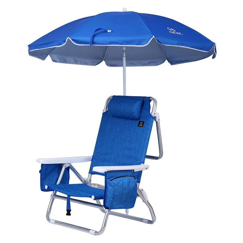 Backpack Beach Chair with Cooler and Umbrella, Cup Holder Outdoor, Ideal for Camping, BBQs, Travel, and Picnics