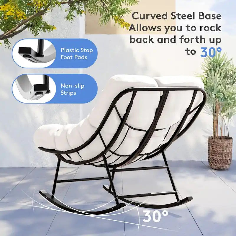 Metal Frame Chair and Footrest Set with Detachable Cushions  Outdoor Comfort and Durability