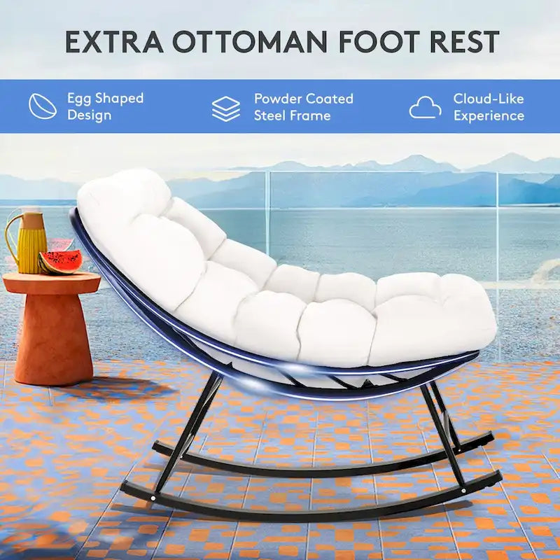 Metal Frame Chair and Footrest Set with Detachable Cushions  Outdoor Comfort and Durability