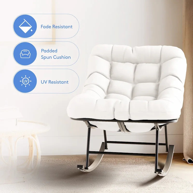 Metal Frame Chair and Footrest Set with Detachable Cushions  Outdoor Comfort and Durability