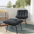 Metal Frame Chair and Footrest Set with Detachable Cushions  Outdoor Comfort and Durability