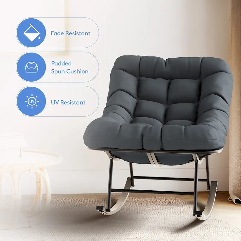 Metal Frame Chair and Footrest Set with Detachable Cushions  Outdoor Comfort and Durability