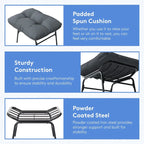 Metal Frame Chair and Footrest Set with Detachable Cushions  Outdoor Comfort and Durability