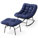 Metal Frame Chair and Footrest Set with Detachable Cushions  Outdoor Comfort and Durability