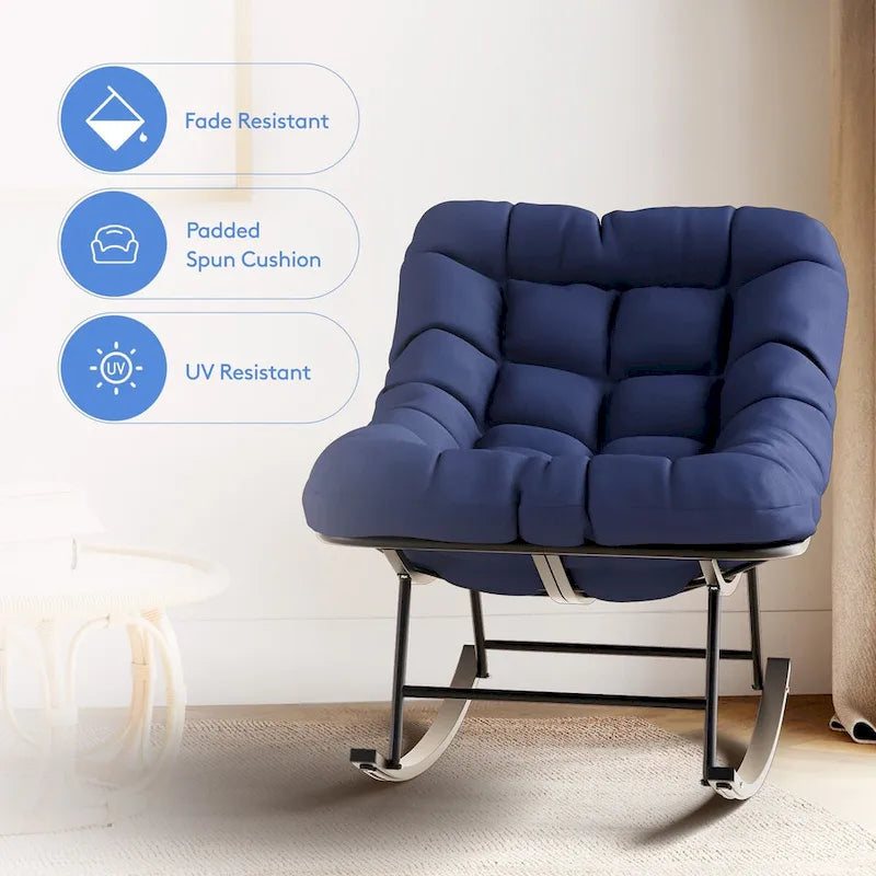 Metal Frame Chair and Footrest Set with Detachable Cushions  Outdoor Comfort and Durability