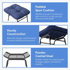 Metal Frame Chair and Footrest Set with Detachable Cushions  Outdoor Comfort and Durability