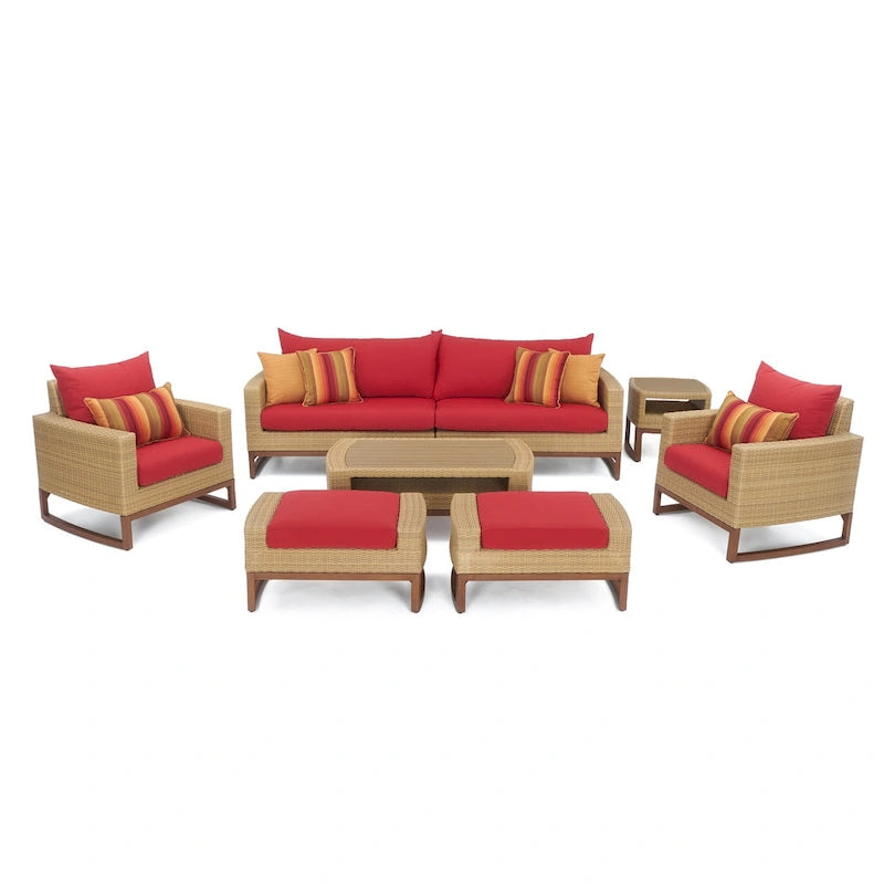 Mili 8 Piece Sunbrella Outdoor Patio Sofa and Club Chair Set