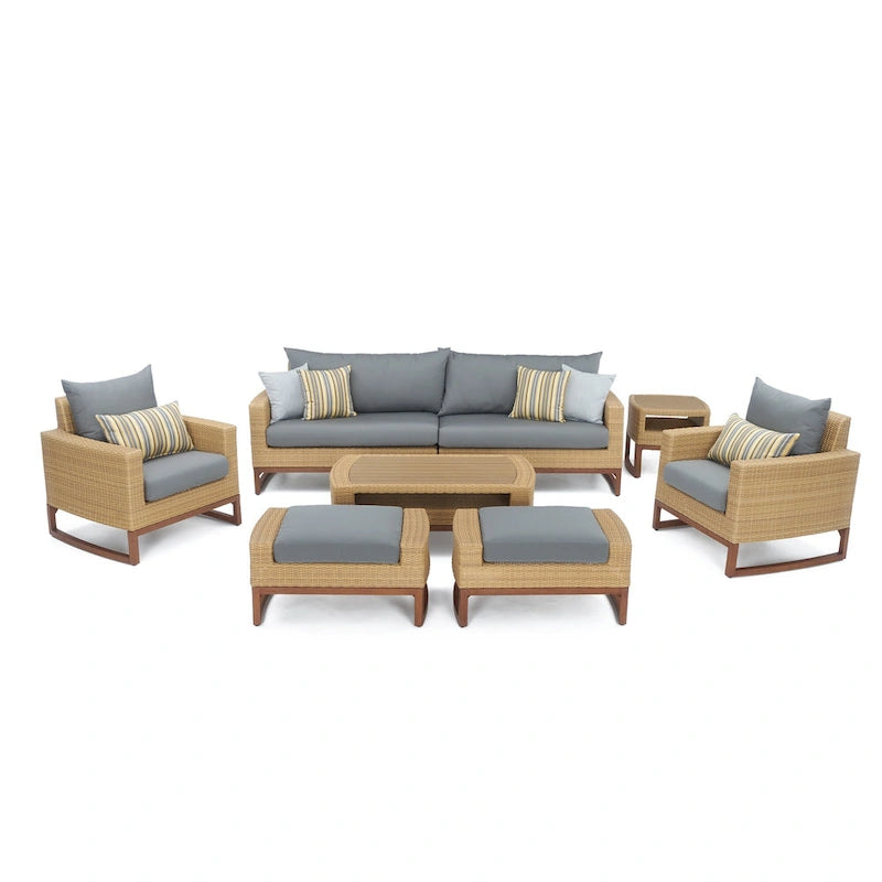 Mili 8 Piece Sunbrella Outdoor Patio Sofa and Club Chair Set