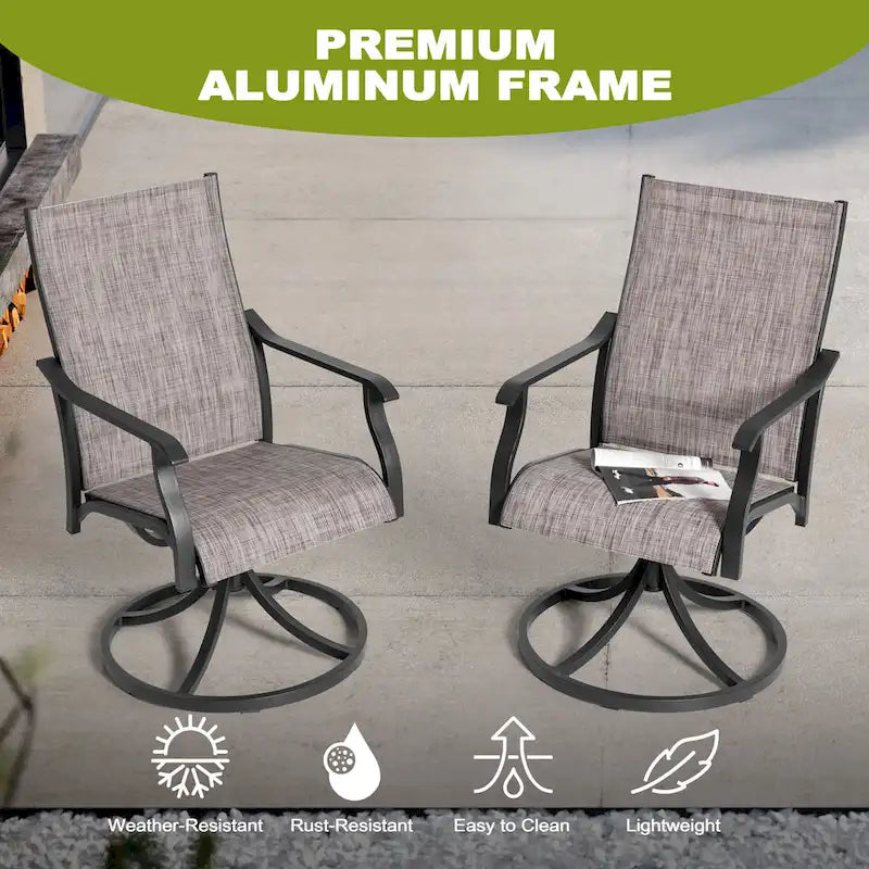 Nuu Garden Patio 2-Piece Textilene Swivel Chairs